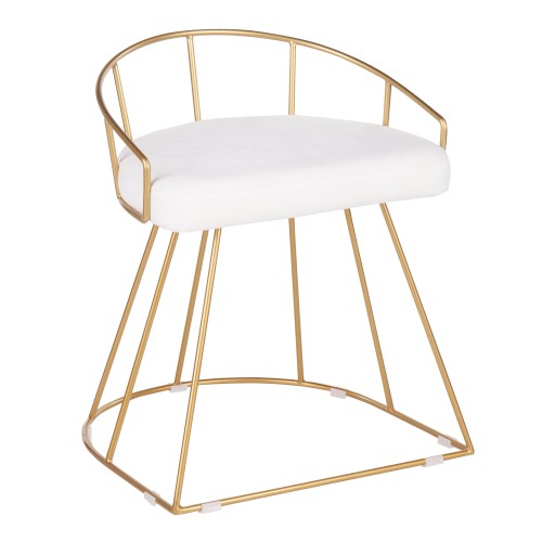 Canary Vanity Stool (White Velvet + Gold Metal)